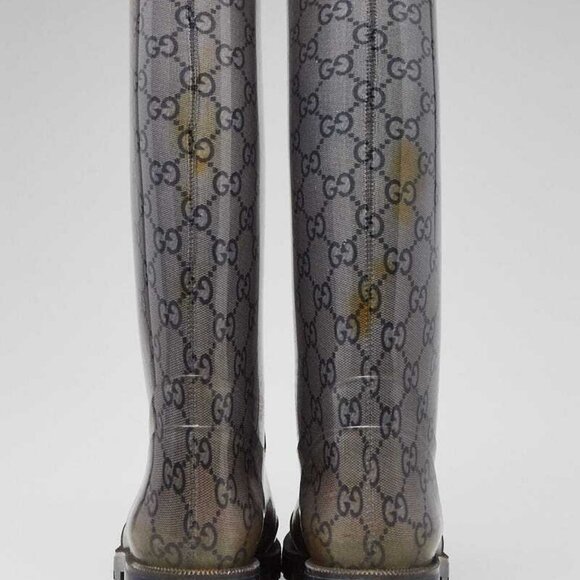 Gucci Grey GG Rubber Edimburg Rain Boots Size 4.5/35 - Picture 4 of 4